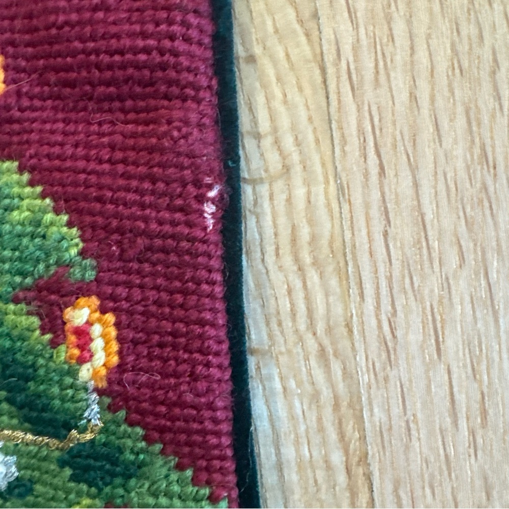 2 Needlepoint Christmas Stockings O’Christmas Tree & Let It Snow Velvet - Picture 9 of 10